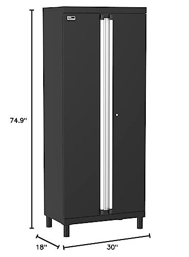 ClosetMaid ProGarage Tall Cabinet with Two Doors, Lock and Adjustable Shelves, for Garage Storage, Heavy Duty Steel, Black