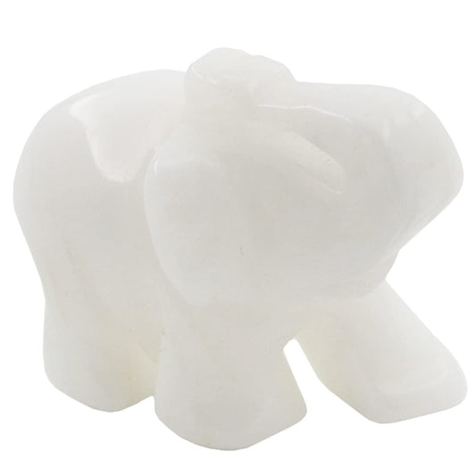 Ouubuuy White Jade Crystal Elephant Pocket Guardian Figurine Elephant Statue 1.5 inch for Healing Reiki Spiritual Gift Cute Meditation Office Room Desk Decor