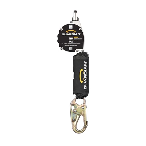 Guardian 10900 Halo Web Personal Self Retracting Lifeline (SRL) | 11 ft | Carabiner Included | Swivel Top | Steel Snap Hook | Class 1 | ANSI and OSHA Compliant