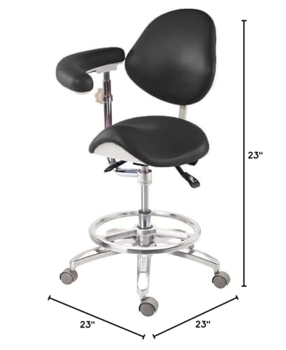 BONEW Global-Dental Saddle Chair Office Stool Dentist's Doctor's Assistant's Deluxe Chair PU Leather