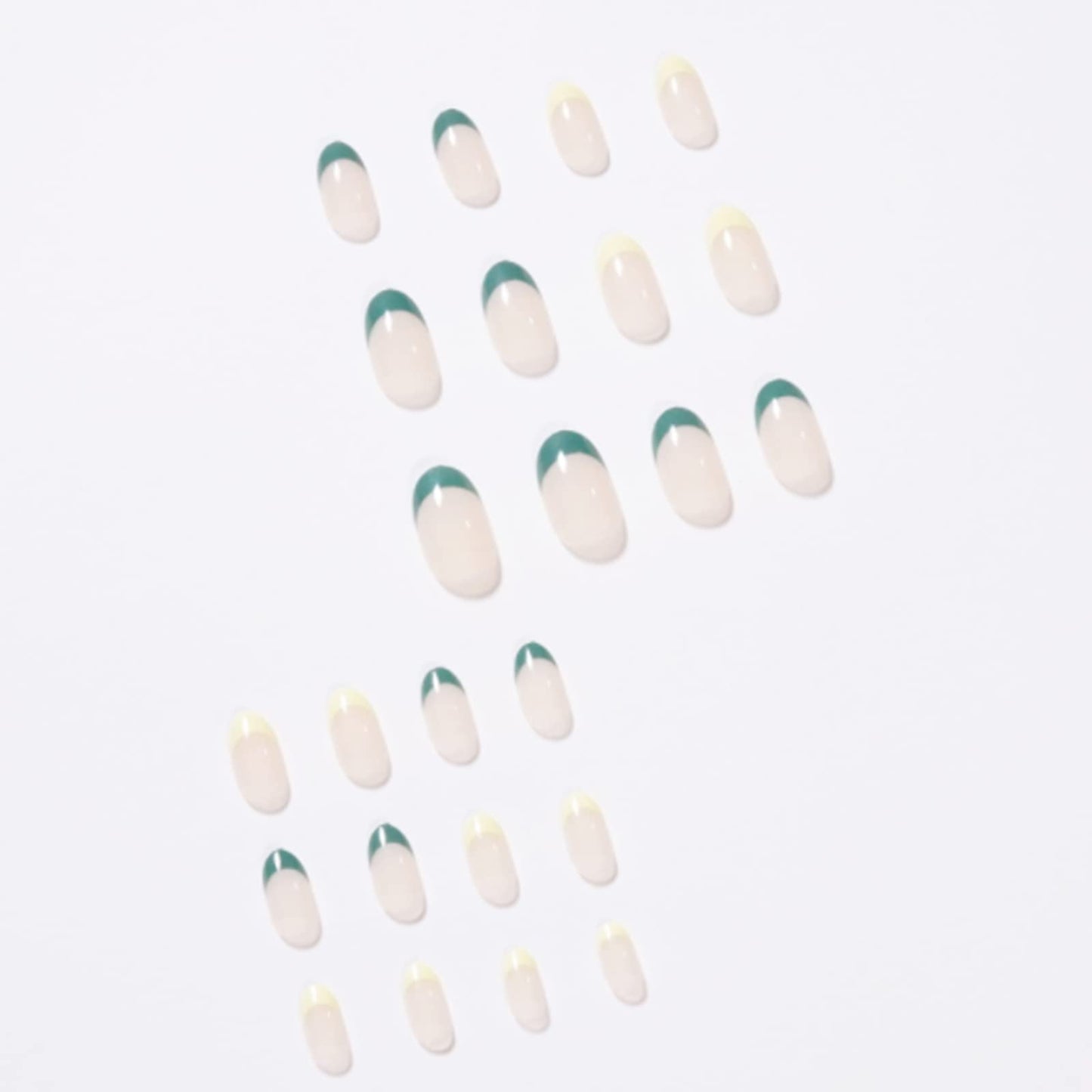 Kamize Medium Press on Nails Almond Fake Press Nails Full Cover French False Nails for Women and Girls24PCS (Style1)
