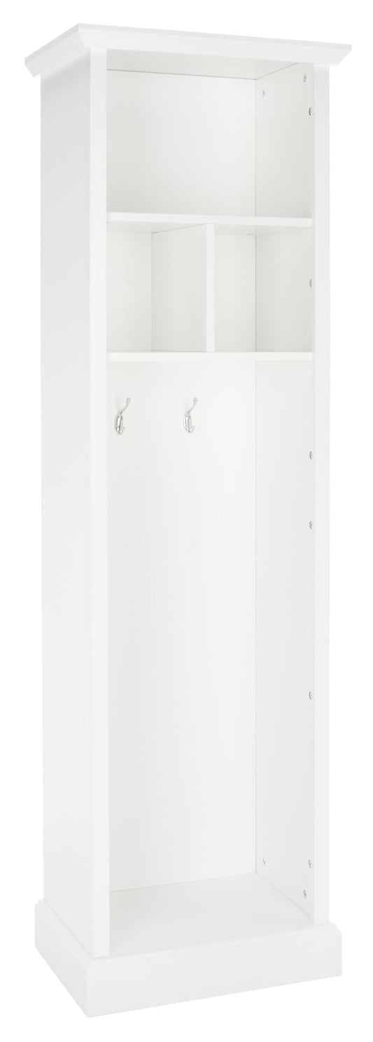 SAFAVIEH Home Collection Layli Farmhouse Antique White 4-Shelf 2-Hook Top Storage Hall Tree (Fully Assembled)