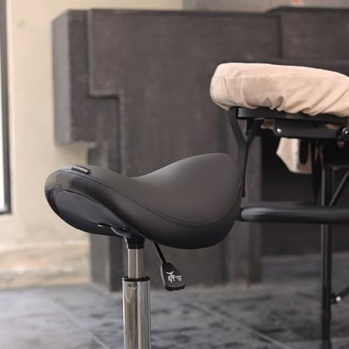 DR.LOMILOMI Ergonomic Saddle Stool, Adjustable Pneumatic Swivel Rolling Saddle Seat with Wheels for Hygienic, SPA, Salon, Home and Office, Haku 506 Series