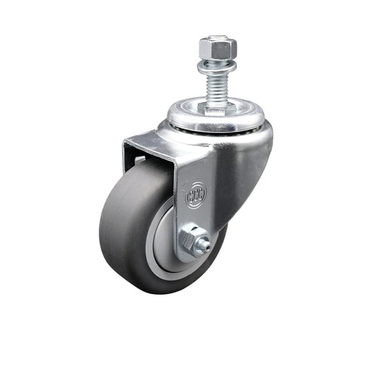 3" Swivel Caster with 1/2" Threaded Stem and Thermoplastic Rubber Wheel - 210 lbs. Capacity - Service Caster Brand