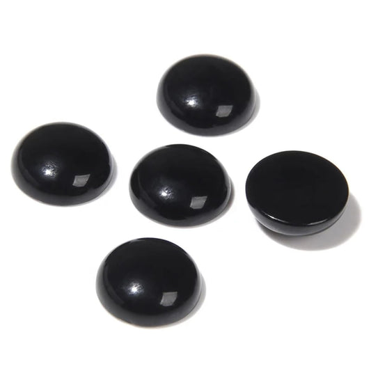 20pcs 12mm Natural Stone No Hole Black Agate Semicircle Smooth Cabochons Beads Healing Chakra Crystal Stone Bead for Jewelry Making Rings Earrings Necklace Bracelet DIY Crafts