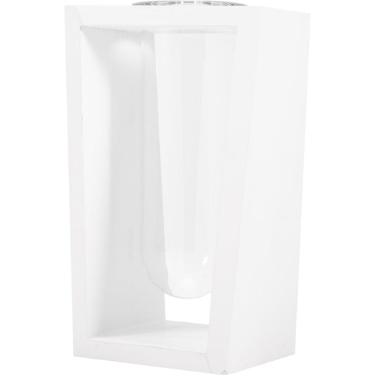 Healifty Glass Test Tube Vase with White Wooden Rack, Hydroponic Plant Propagation Station for Home Décor, Succulent Terrarium Planter for Desk and Tabletop Display