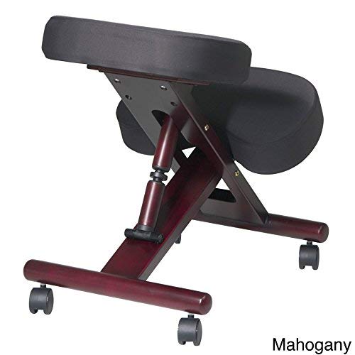 Office Star KC Series Ergonomically Designed Adjustable Knee Chair with Memory Foam Padding and Casters, Mahogany Finish Wood Base