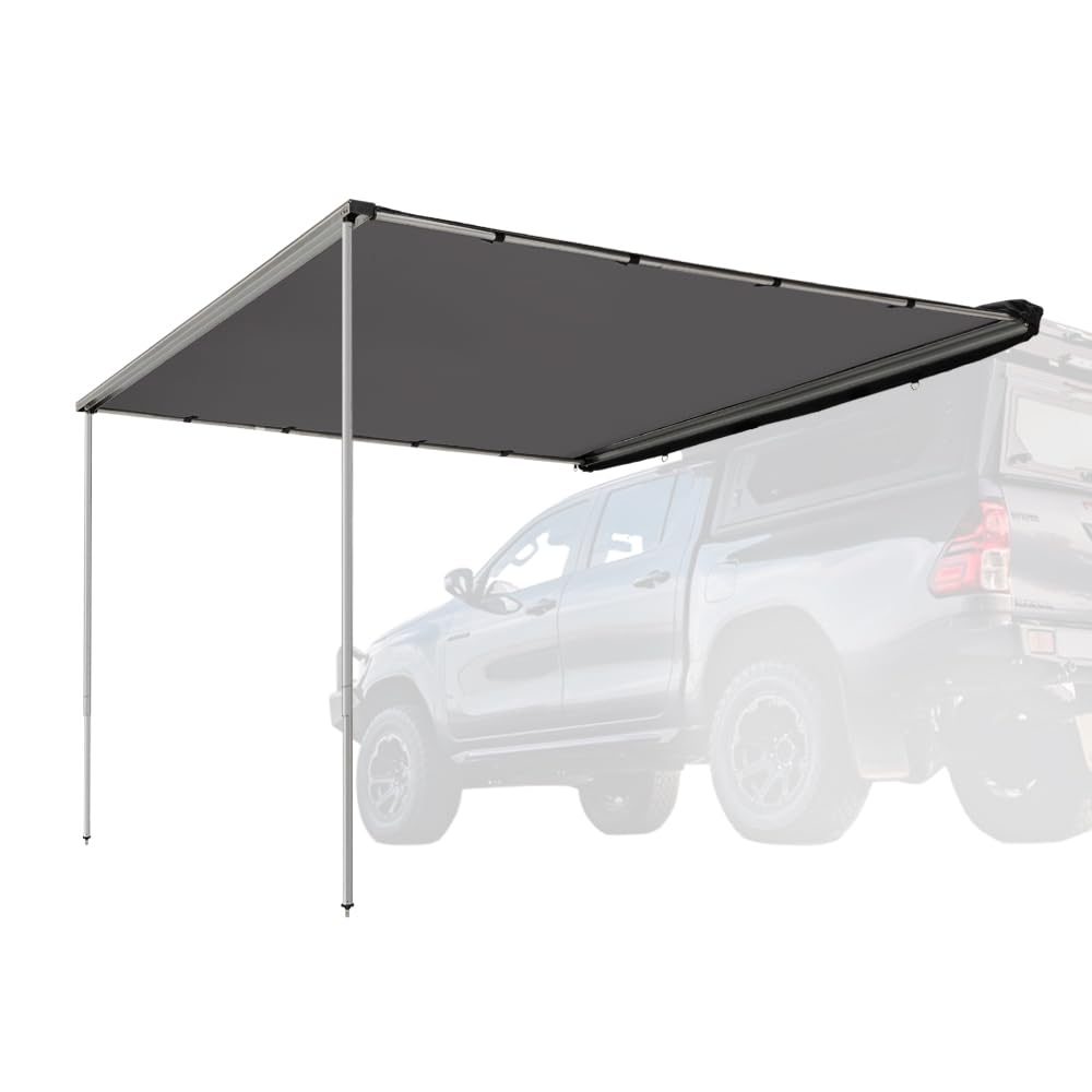 SanHima Vehicle Awning 6.6ft x 8.2ft - Roof Rack Pull Out Side Awning 54ft² Sun Shade UPF50+ Weatherproof for Camping Car SUV Truck Van