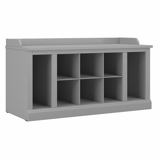 Bush Furniture Woodland 40W Shoe Storage Bench with Shelves in Cape Cod Gray | Footwear Organizer for Home Entryway, Mudroom, and Foyer