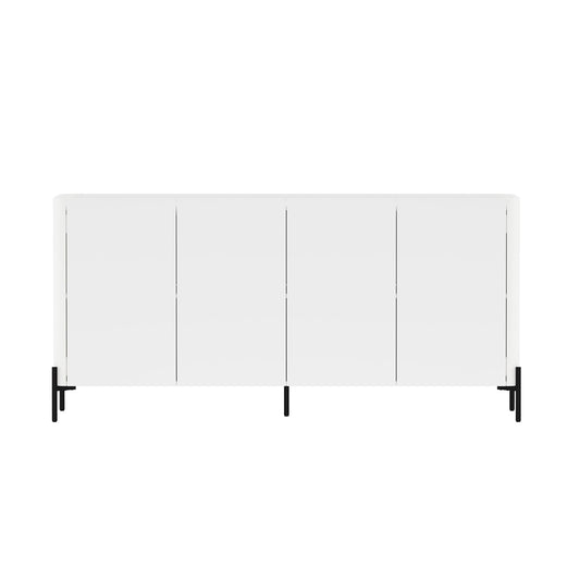 Manhattan Comfort Abbey 67" Sideboard Cabinet, Modern Console Table with Storage, Adjustable Shelves, Kitchen Buffet, Soft Close Doors, Handle-Free Design, Elevated Metal Legs, White