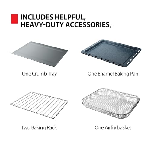 TOSHIBA ChefFry Air Fryer Toaster Oven Combo, 12-in-1 Convection Countertop Oven, 34QT / 32L Large Capacity, 1750W, Master Pizza Modes Design with Exclusive Dual-Temp Tech