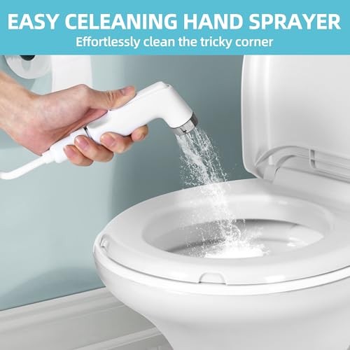 YITAMOTOR RV Toilet with Enamel Bowl, Plastic Toilet Body, Pedal Flush, Gravity Flush Toilet High Profile with Hand Sprayer and Flange for Motorhome Caravan Car Travel