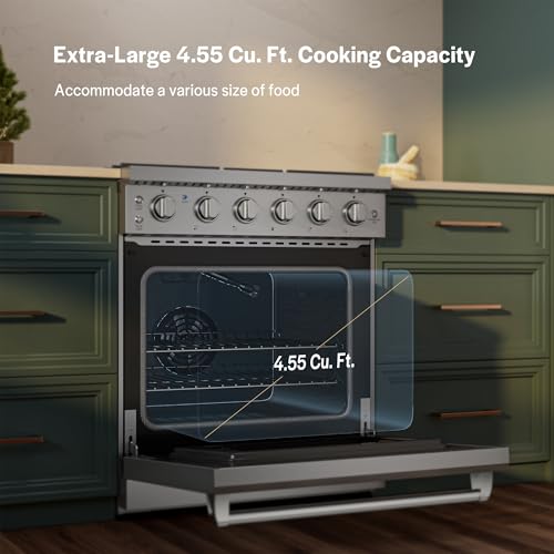 Empava ProStyle 30" Gas Range: True Convection, 18K BTU Power Burner & 4.55 Cu. Ft.Oven, Freestanding/Slide-in Stainless Steel Stove, CSA Certified