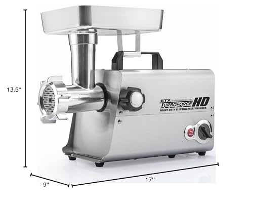 STX International Turboforce HD (Heavy Duty) 3500 Series 5-in-1 Stainless Steel Electric Meat Grinder | Sausage Stuffer | Kubbe Maker | 5 Grinding Plates | 3 Stainless Steel Blades & More Included