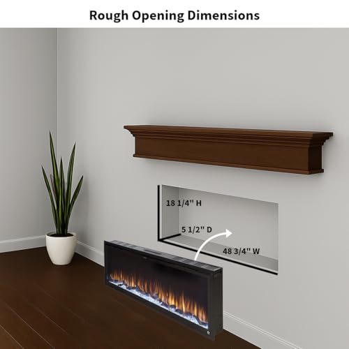 Touchstone Sideline Elite Smart 50” WiFi-Enabled Electric Fireplace - in-Wall Recessed - 60 Color Combinations - 1,500W Heater - Black - Log, Crystals & Driftwood - 80036