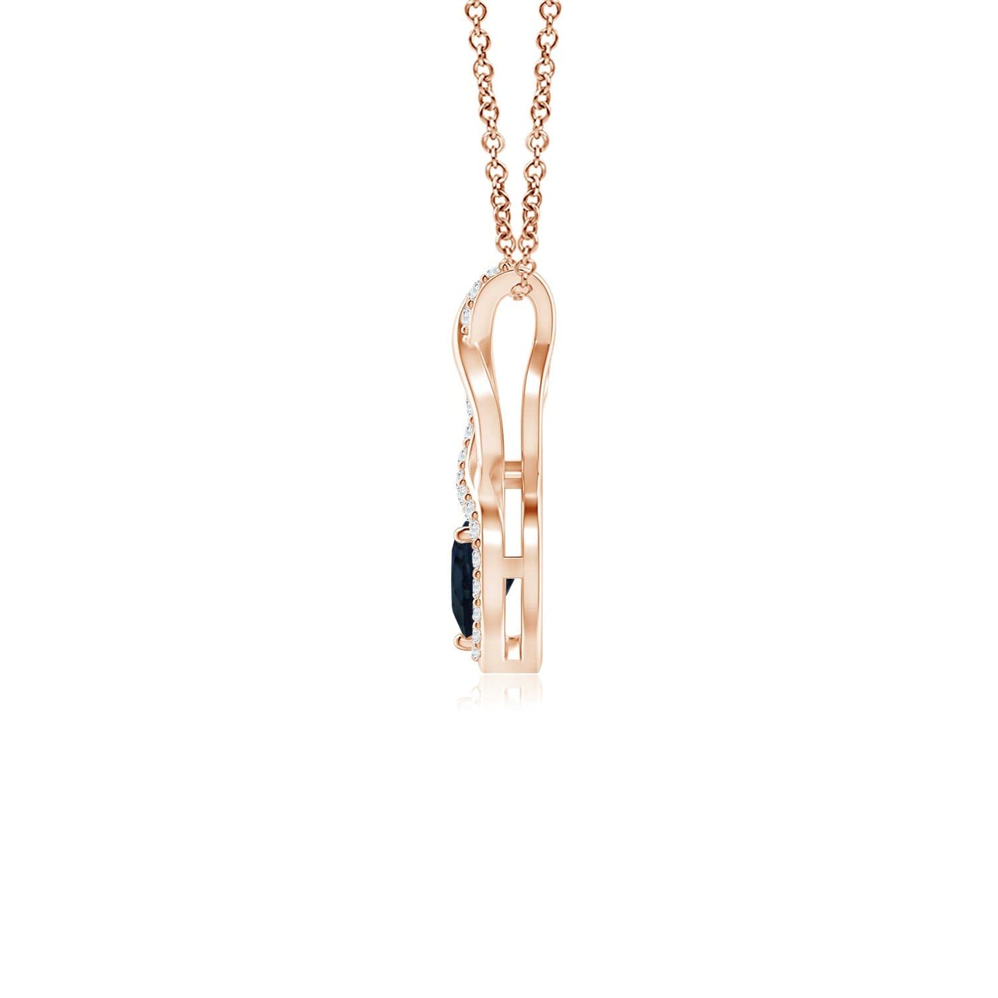 Angara Natural Blue Sapphire Pendant for Women | Heart-Shaped Blue Sapphire Infinity Pendant with Diamond Accents in Rose Gold | September Birthday, Anniversary, Gemstone Jewelry Gift | A | 4mm