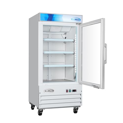 KoolMore 26 in. Commercial One Glass Door Display Upright Freezer Merchandiser in White 9 Cu. Ft. (MDF-1GD-9C-WH)