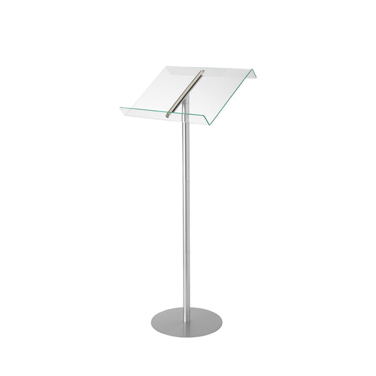 Deflecto Lectern Without Ring Binder Floor Stand – Silver/Clear - Acrylic Sign Holder - Base Stand for Speech - Music Stands
