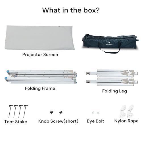 Valerion 200" Outdoor Projector Screen with Stand – 3-Min Setup, Wheeled Carry Bag, 4K/8K UHD Support, Freestanding, Portable Alloy Frame, 16:9 HD, Lightweight for Camping, Backyard, Home Theater