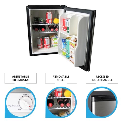 Koolatron 12V / 110V Refrigerator - Mini Fridge for Trucks Cool Storage for Kitchen Bedroom Office Travel Camping Dorms Compact Free Standing Neveras Pequeñpara Apartment 1.76 cu.ft - Black
