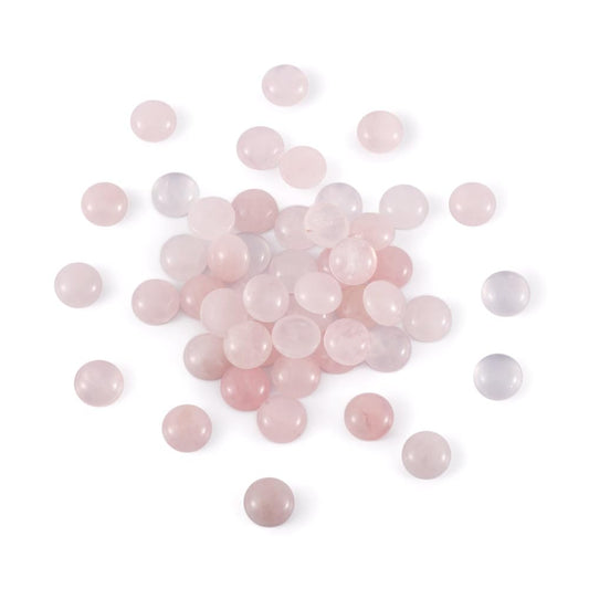 Fashewelry 50Pcs Natural Rose Quartz Cabochon Stone Half Round Beads 12mm Flat Back Gemstone Chakra Healing Crystal Cover Cabs for Jewelry Making