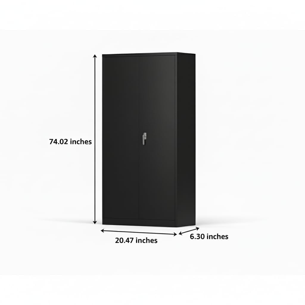 PeacefulHues Steel Wardrobe Cabinet with Locking Doors, Adjustable Shelves & Hanging Rod, Large Metal Storage Closet for Clothes, Tools, Garage, Home, Gym, Government, Easy Assembly