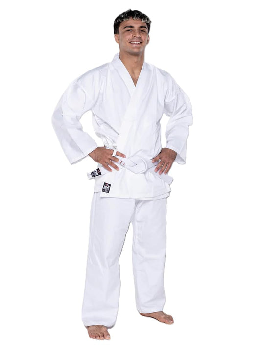FUJI Sports Keiko Starter Karate Gi With Belt, Cotton Blend Uniform for Training and Competition, White Color, Size 2