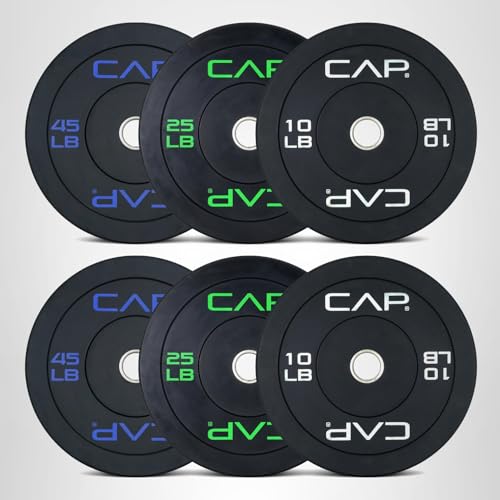 CAP Barbell 160 LB Economy Olympic Bumper Plate Set with Color Logo | Black