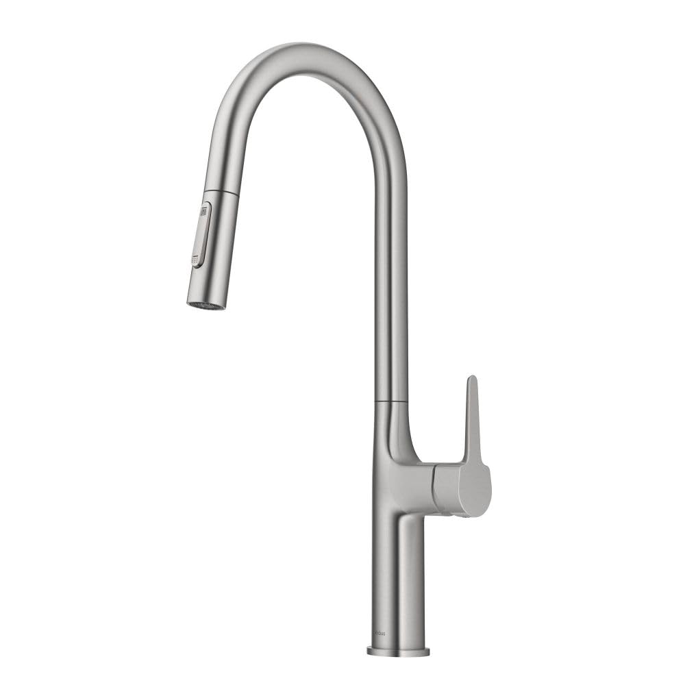 KRAUS Oletto Tall Modern Pull-Down Single Handle Kitchen Faucet in Spot Free Stainless Steel, KPF-3101SFS
