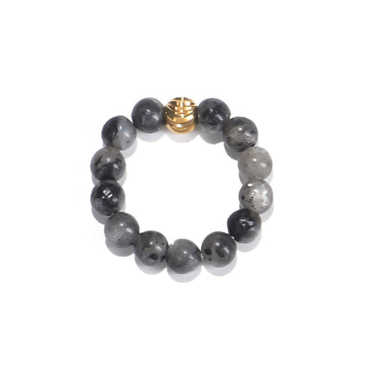 oasymala 4mm Handmade Healing Stone Beads Ring with Elastic Stretchy Cord, One Size Fits Most (Labradorite)