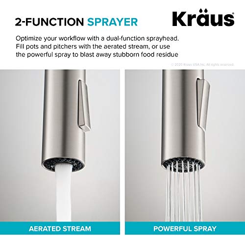 KRAUS Oletto High-Arc Single Handle Pull-Down Kitchen Faucet in Spot Free Antique Champagne Bronze, KPF-2821SFACB