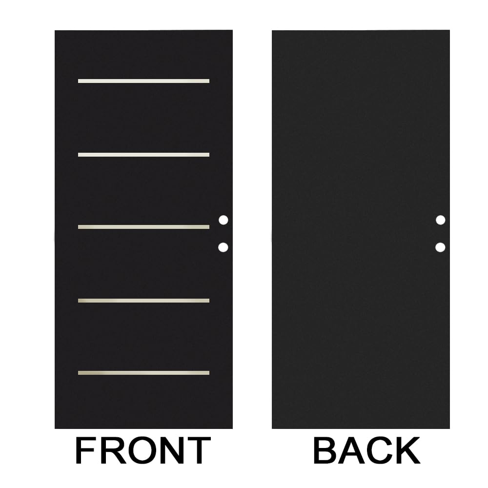36 in. x 80 in. Right-Hand Black Steel Prehung Front Door with Bore Hole