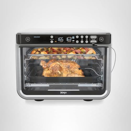 Ninja DT251 Foodi 10-in-1 Smart XL Air Fry Oven, Bake, Broil, Toast, Roast, Digital Toaster, Thermometer, True Surround Convection up to 450°F, includes 6 trays & Recipe Guide, Silver