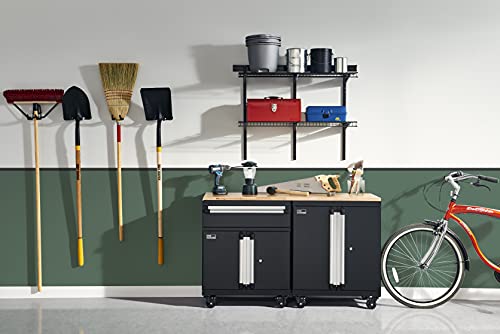 ClosetMaid ProGarage Base Cabinet with Wheels, Drawer, Two Doors, Lock and Shelf, for Garage Storage, Heavy Duty Steel, Black