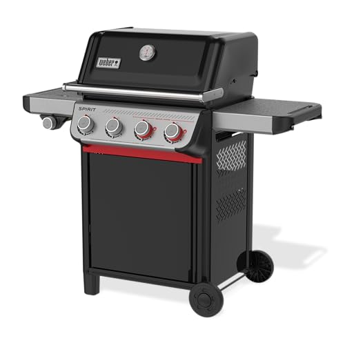 Weber Spirit E-435 Liquid Propane Gas Grill for Outdoor Cooking, 4 Burners and 1 Side Burner, Black – Porcelain-Enameled Cast-Iron Grates, 2 Boost Burners, Sear Zone