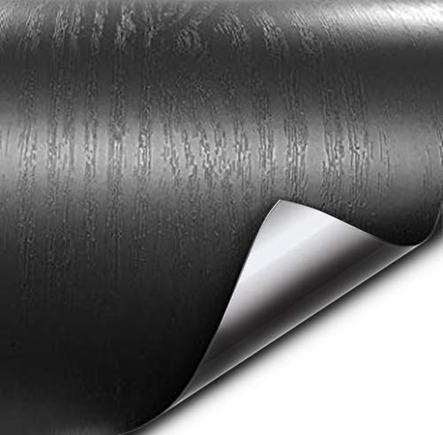 VViViD Black Wood Grain Faux Finish Textured Vinyl Wrap Roll Sheet Film DIY No Mess Easy to Install Air-Release Adhesive (100ft x 48 Inch)