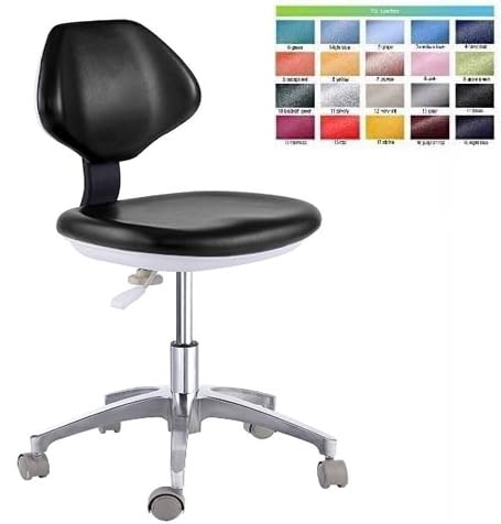 BONEW-Oral Dental Chair Stool Assistant for Dentist Doctor's Stool Adjustable Mobile Chair PU Leather Black