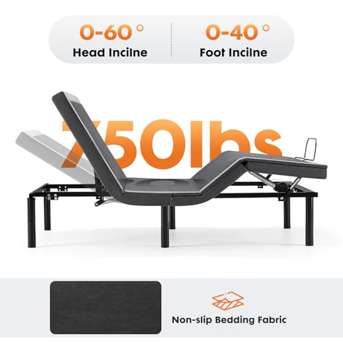 Sweetcrispy Adjustable Bed Frame Twin XL, Ergonomic Electric Bed Base with Wireless Remote and 2 USB Ports, Head and Foot Incline, Zero Gravity Bed, Anti-Snore, Easy Assembly