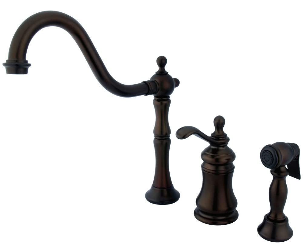 Kingston Brass KS7805TPLBS Templeton Widespread Kitchen Faucet with Brass Sprayer, Oil Rubbed Bronze, 8-Inch Center , Oil-Rubbed Bronze