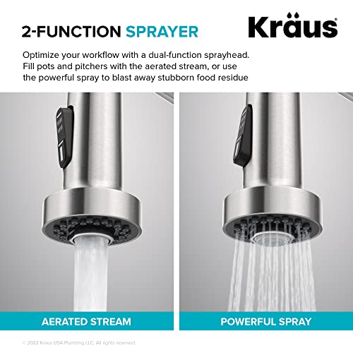 KRAUS Bolden Touchless Sensor Commercial Style 2-Function Single Handle Pull Down Kitchen Faucet in Spot-Free Antique Champagne Bronze, KSF-1610SFACB