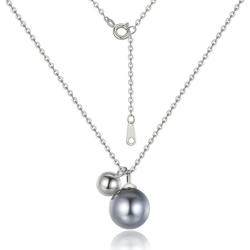 14K Gold Tahitian Pearl Pendant Necklace for Women,Dainty Single Black Pearl Gold Chain Choker Necklace,Fashion Christmas Jewelry Gift for Her (White Gold, 14K Gold)