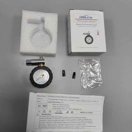 Presta Valve Gauge, GODESON Analog Presta Valve Bicycle Tire Pressure Gauge,100PSI/7Bar, Suitbale for Hybrid Bike Tire Inflation Range