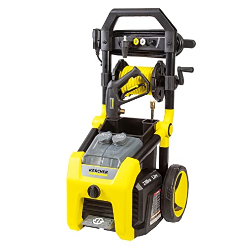 Kärcher Pressure Washer K2300PS, CETA Certified, 4 Spray Nozzles, Detergent Tank, Hose Reel, for Cars, Driveways, Siding, Patios, 1.2 GPM