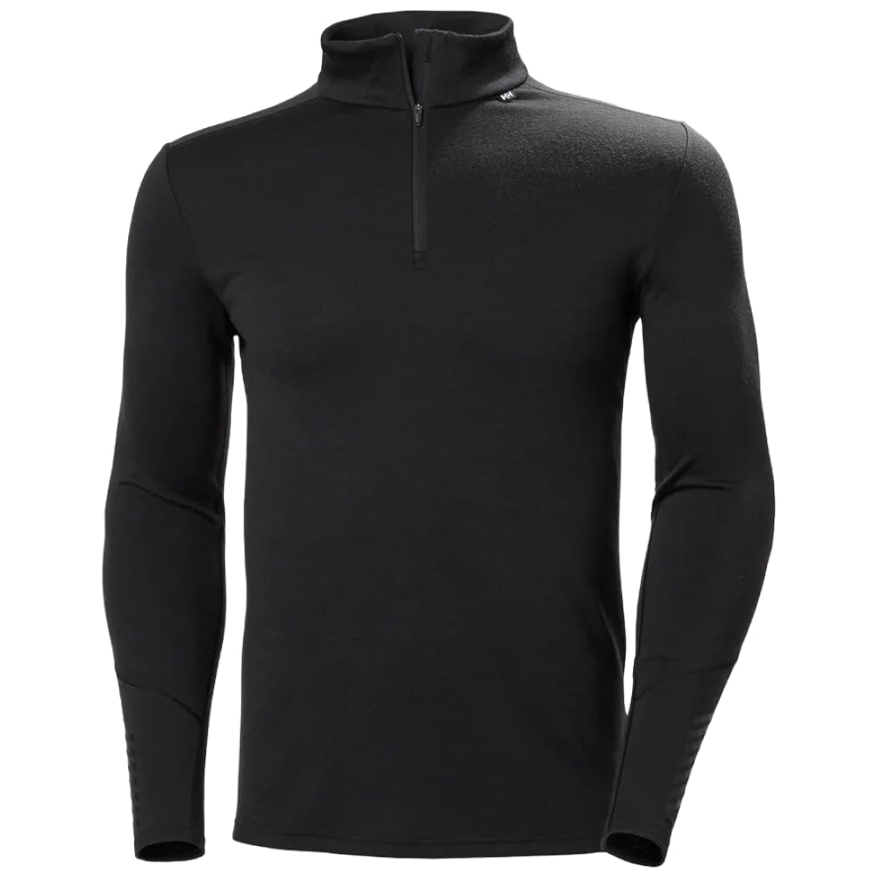 Helly Hansen LIFA Merino Midweight Half-Zip Base Layer for Men - Performance Wicking Interior, 990 Black - Medium