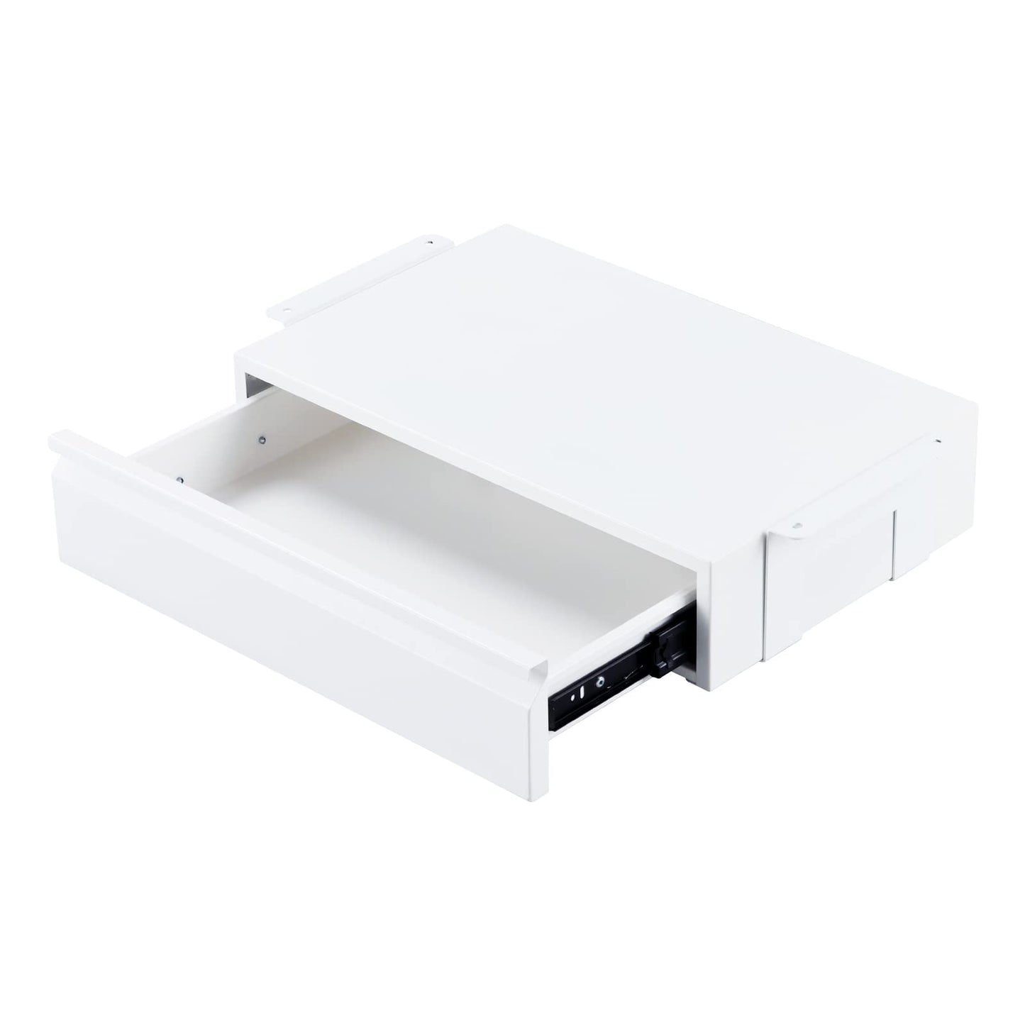 OSteed Under Desk Drawer 18", Pull-out Storage Organizer with Large Slide Extension Mounted Under Flat Wooden Table or Workbench, White_Normal Version