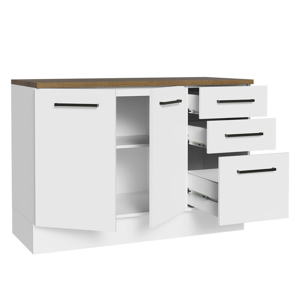 Madesa Heavy-Duty Garage and Utility Room Base Storage Cabinet with 2 Doors and 3 Drawers Storage Shelves 47 Inch Wooden Organization Unit - White