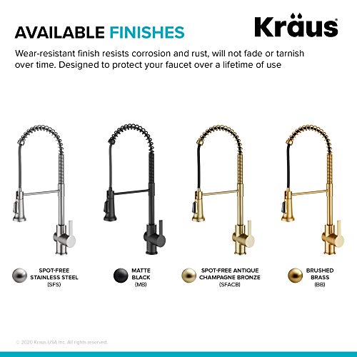 KRAUS Britt 2nd Gen Commercial Style Pull-Down Single Handle Kitchen Faucet in Brushed Brass, KPF-1691BB