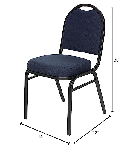 OEF Furnishings OEF9200F Series Dome Back Upholstered Stackable Banquet Chairs Premium Commercial Seating (2 Pack, Fabric, Midnight Blue, Black Santex Frame)