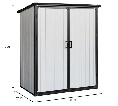 KEIKI 5x3 FT Outdoor Storage Shed Waterproof Resin Cabinet Polypropylene Frame with Lockable Doors for Bikes and Patio Furniture Tools