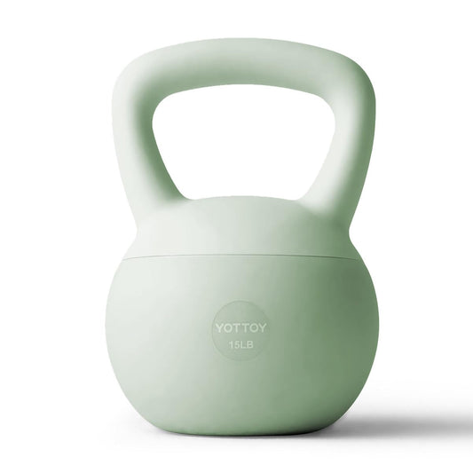YOTTOY Soft Kettlebell,Kettlebell Anti-Slip Grip Weight for Home Workouts, Kettlebells Set Strength and Safety Guaranteed (Green, 15 LB)